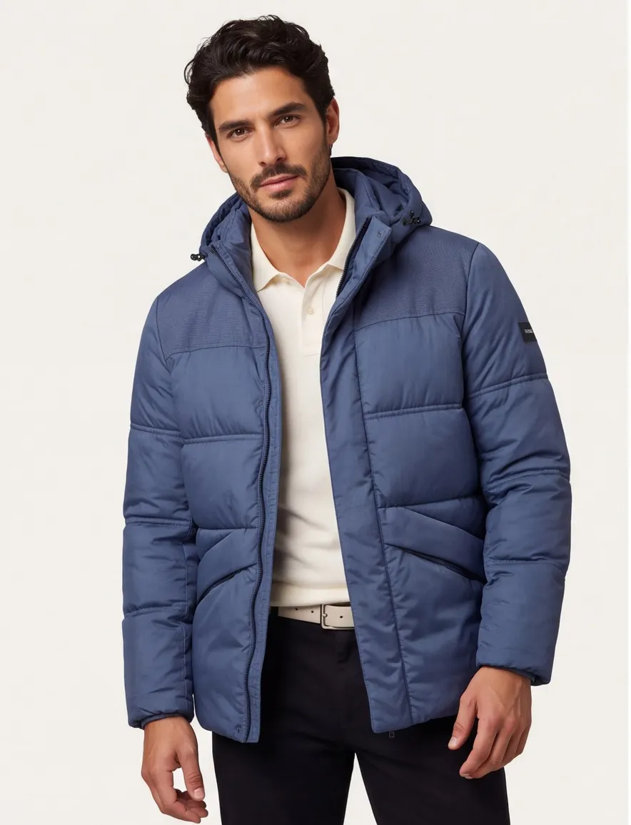 BOSS Orange Winterjas blauw big & tall gewatteerd