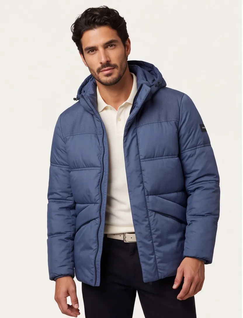 gewatteerde winterjas blauw BOSS Orange Big & Tall polyamide 100%