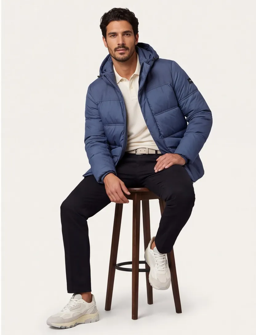 gewatteerde winterjas blauw BOSS Orange Big & Tall polyamide 100%