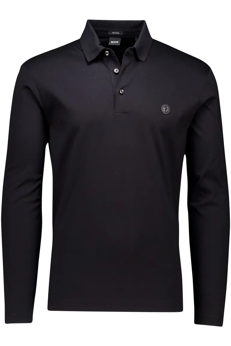 Boss Black polo lange mouw C-Paley zwart