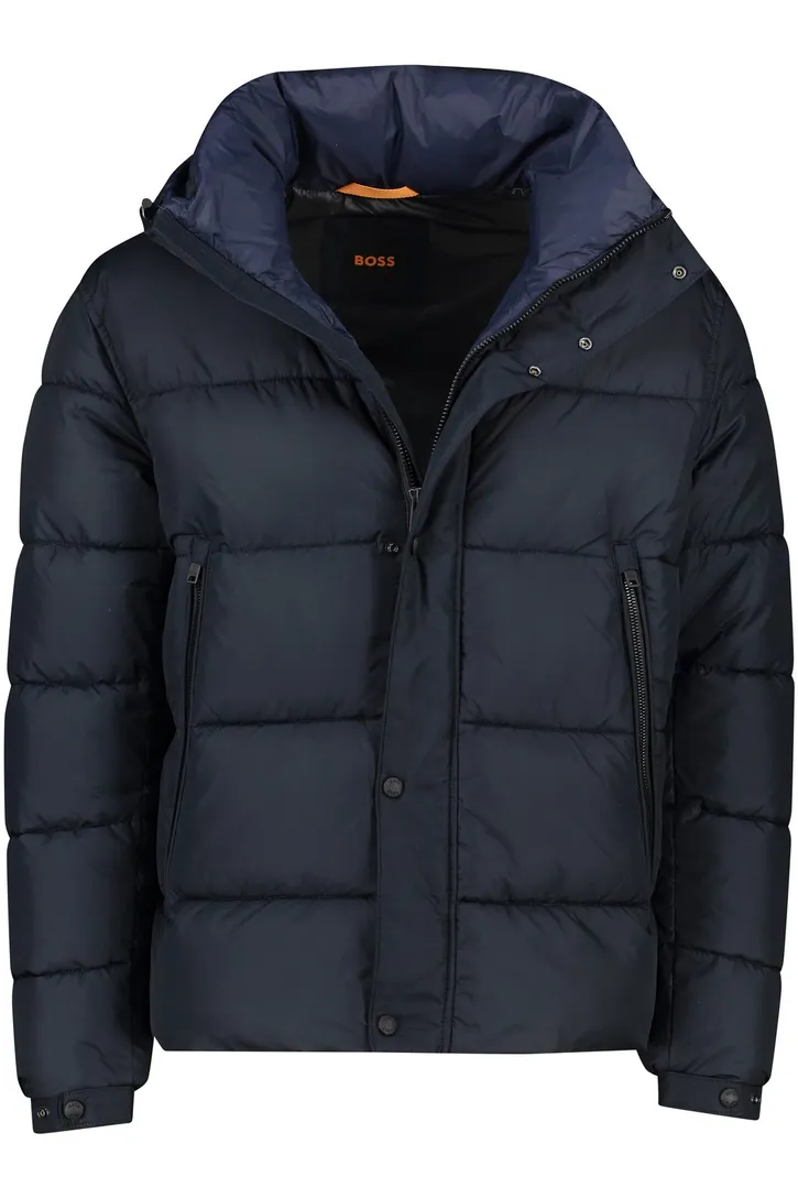 donkerblauw Boss winterjas Omaris gewatteerd