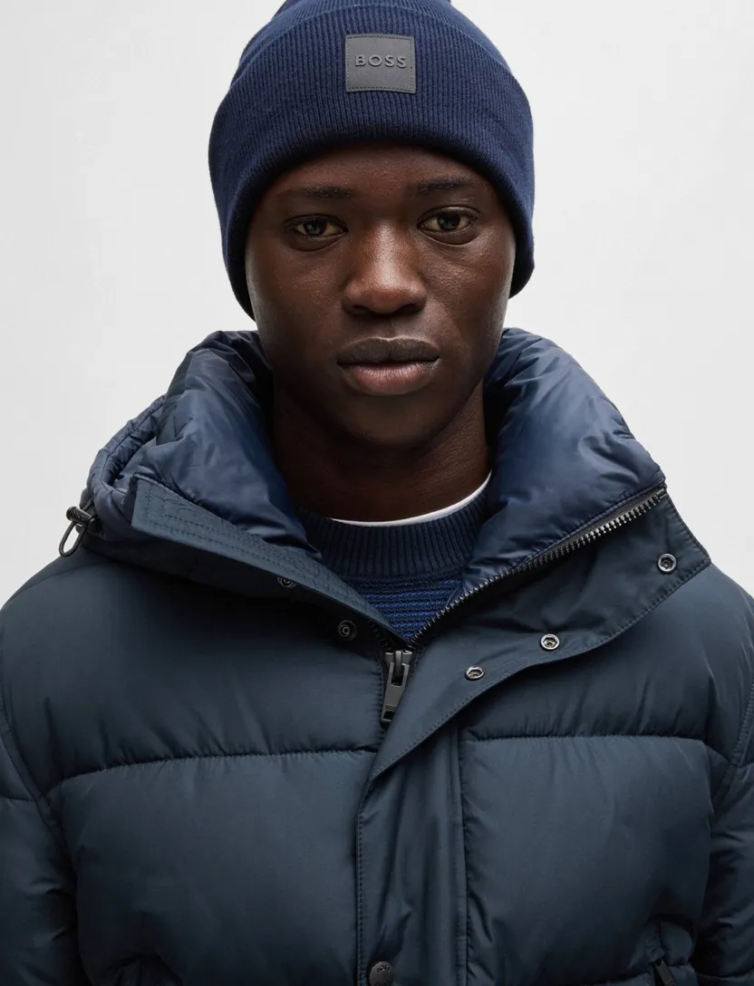 donkerblauw Boss winterjas Omaris gewatteerd