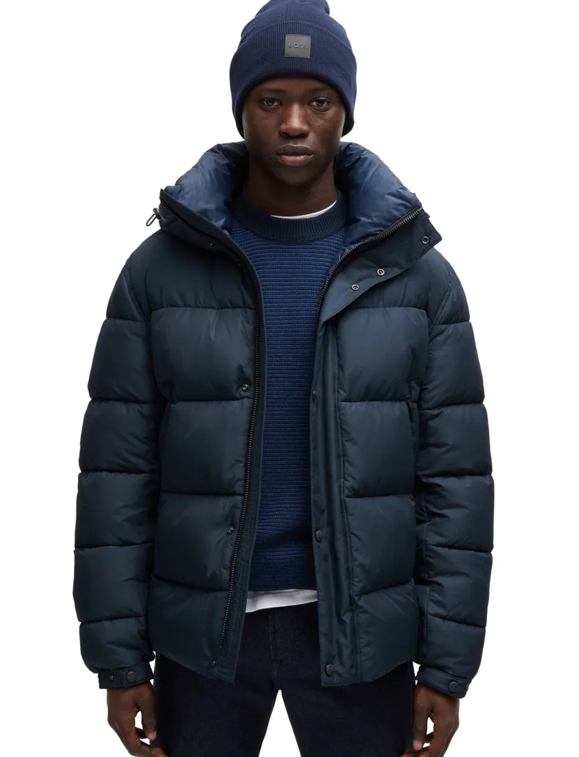 donkerblauw Boss winterjas Omaris gewatteerd