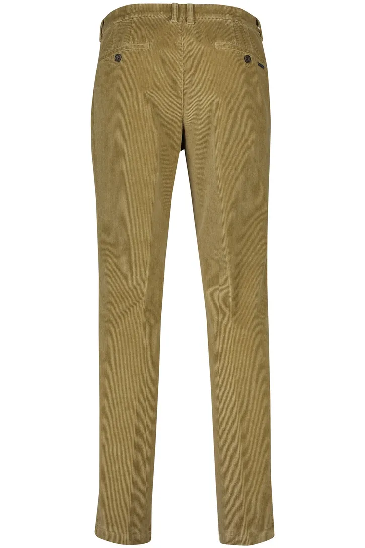 M.E.N.S. Madison chino bruin ribstof normale fit effen