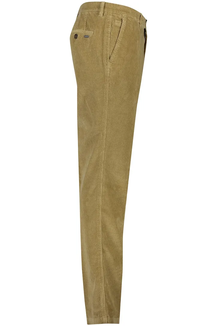 M.E.N.S. Madison chino bruin ribstof normale fit effen