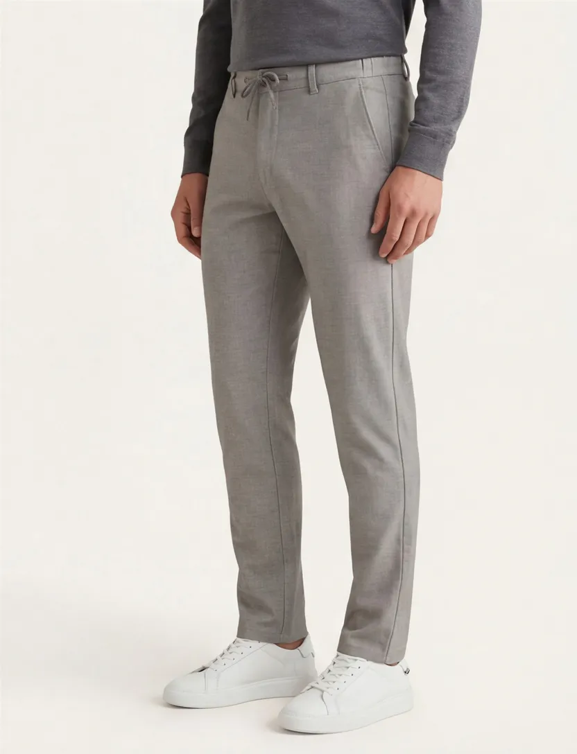 North84 pantalon grijs gemêleerd katoen