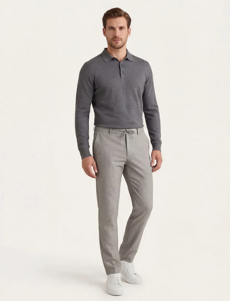 Pantalon chino North84 grijs gemêleerd katoen, polyester, stretch