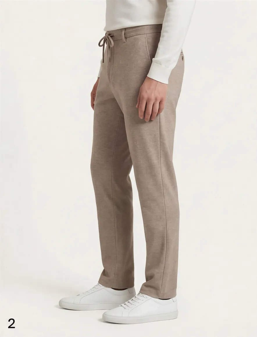 Pantalon chino North84 bruin gemêleerd katoen, polyester, stretch
