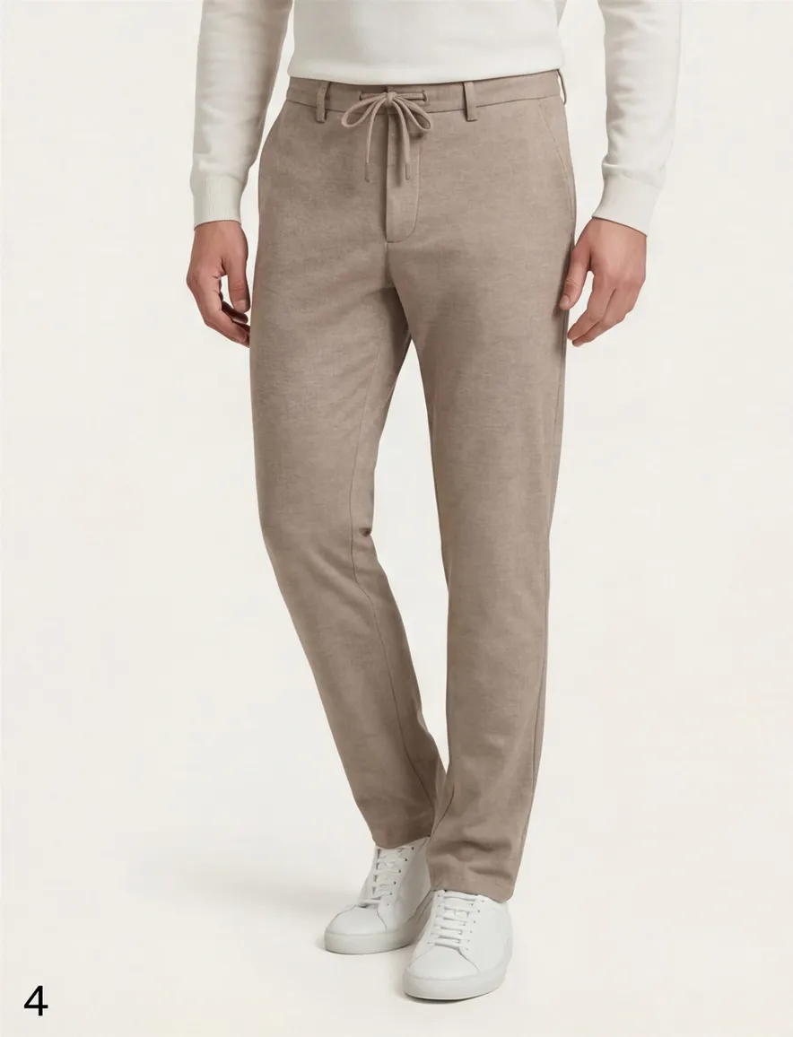Pantalon chino North84 bruin gemêleerd katoen, polyester, stretch