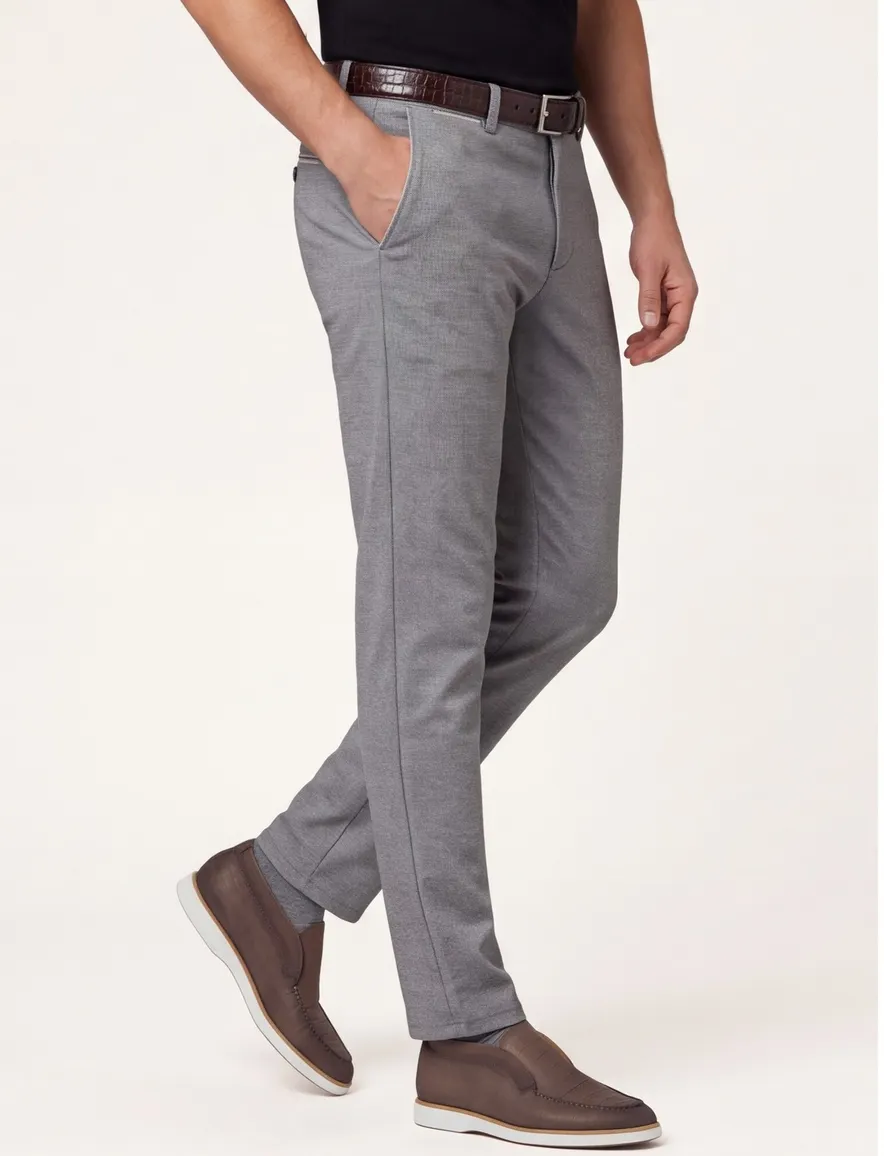 COM4 katoenen broek grijs gemêleerd met stretch