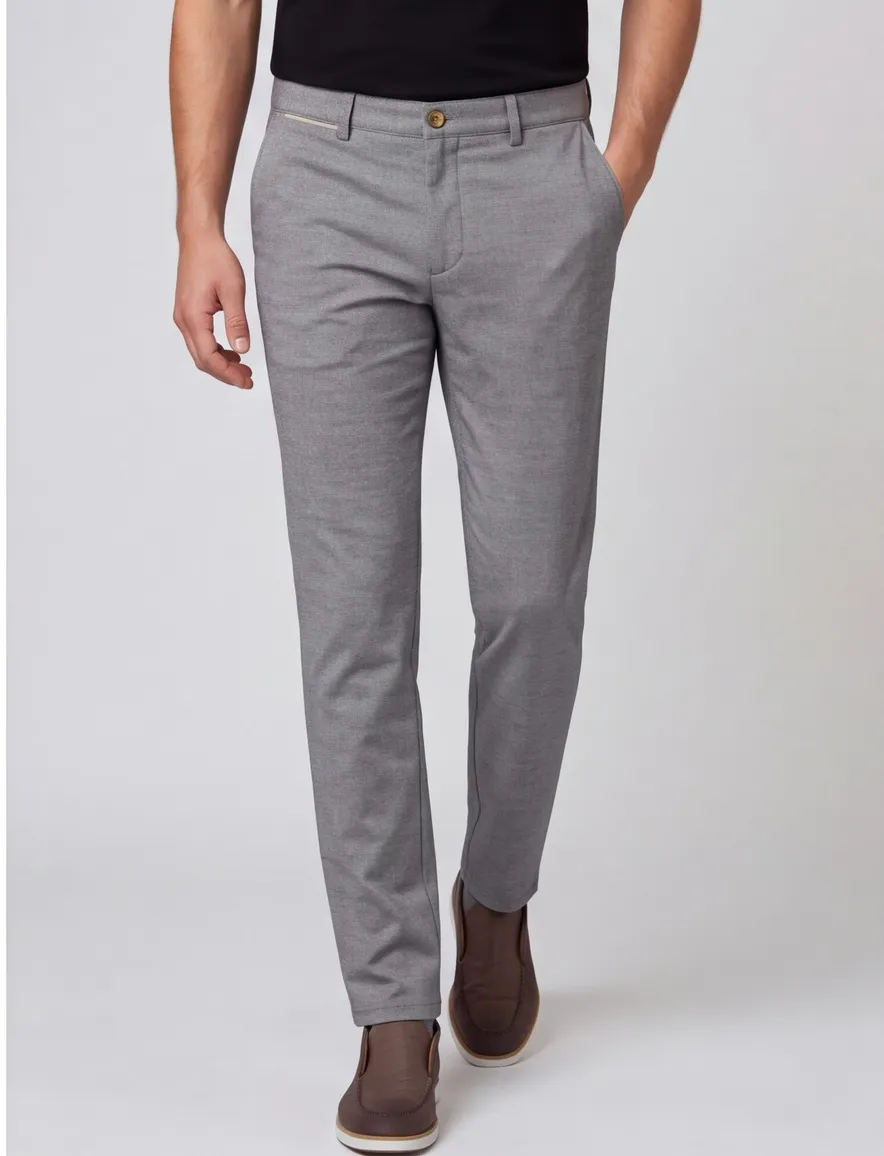 COM4 katoenen broek grijs gemêleerd met stretch