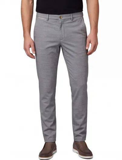 COM4 COM4 katoenen chino grijs gemêleerd stretch normale fit