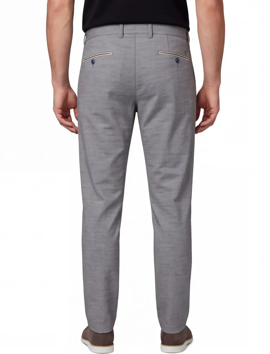 COM4 katoenen broek grijs gemêleerd met stretch