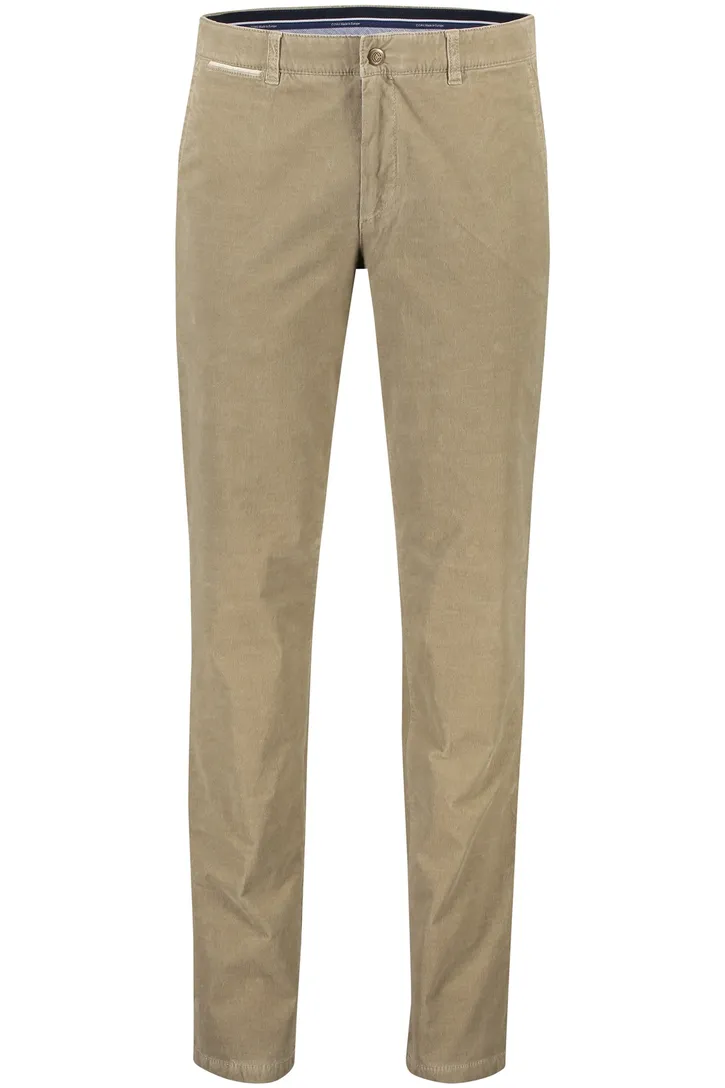 COM4 katoenen broek bruin effen normale fit zonder omslag