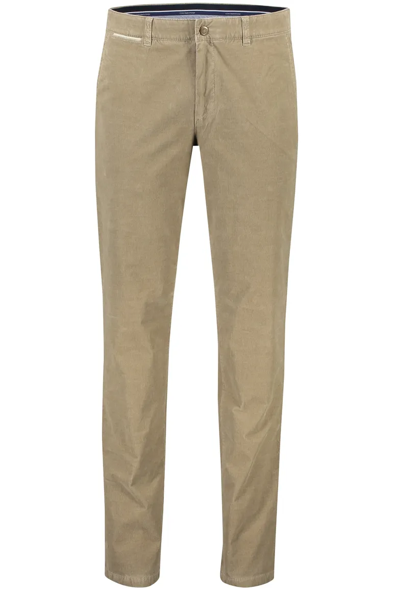 COM4 katoenen chino bruin effen normale fit