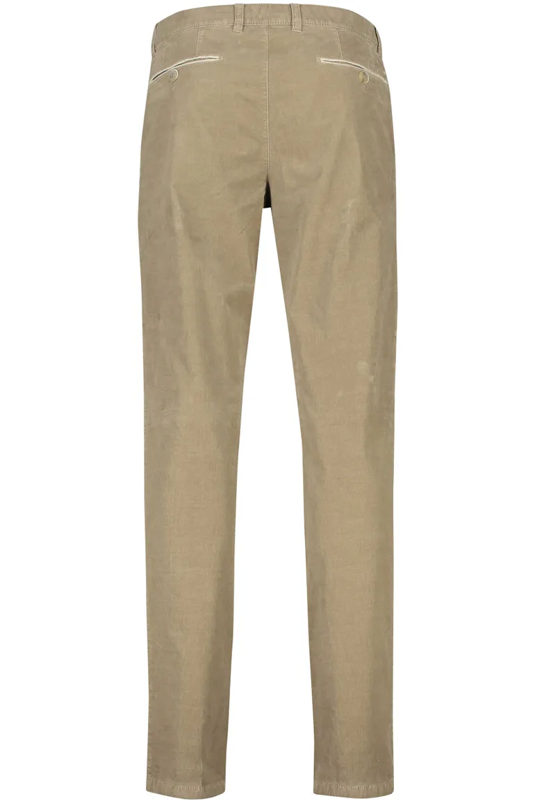COM4 katoenen chino bruin effen normale fit