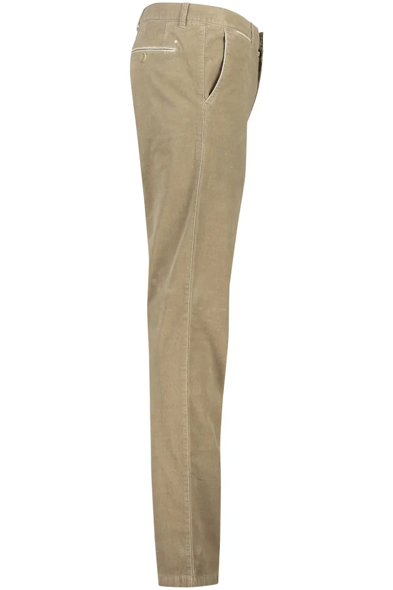 COM4 katoenen chino bruin effen normale fit