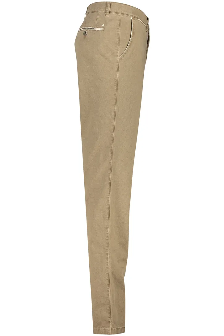 katoenen COM4 broek bruin effen normale fit