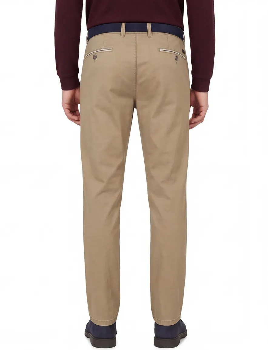 COM4 katoenen broek bruin effen normale fit