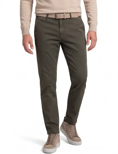 COM4 katoenen broek COM4 groen effen zonder omslag