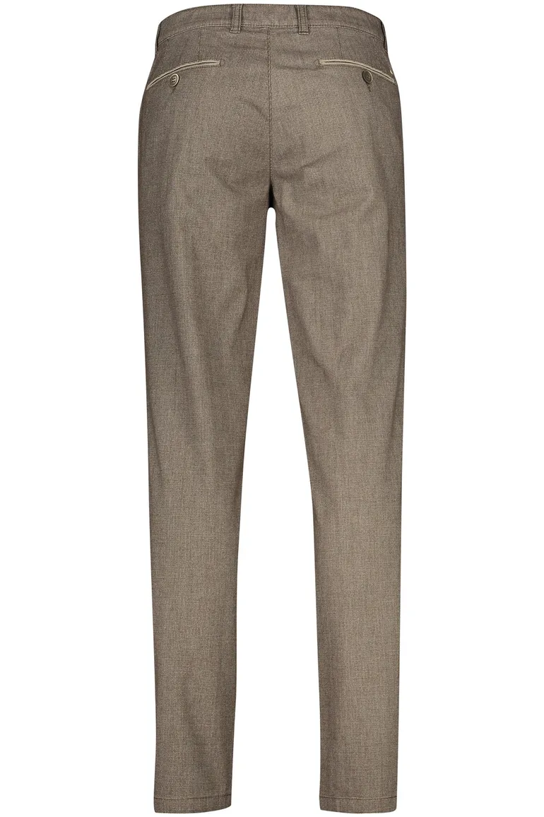 katoenen broek COM4 bruin geruit katoen, stretch