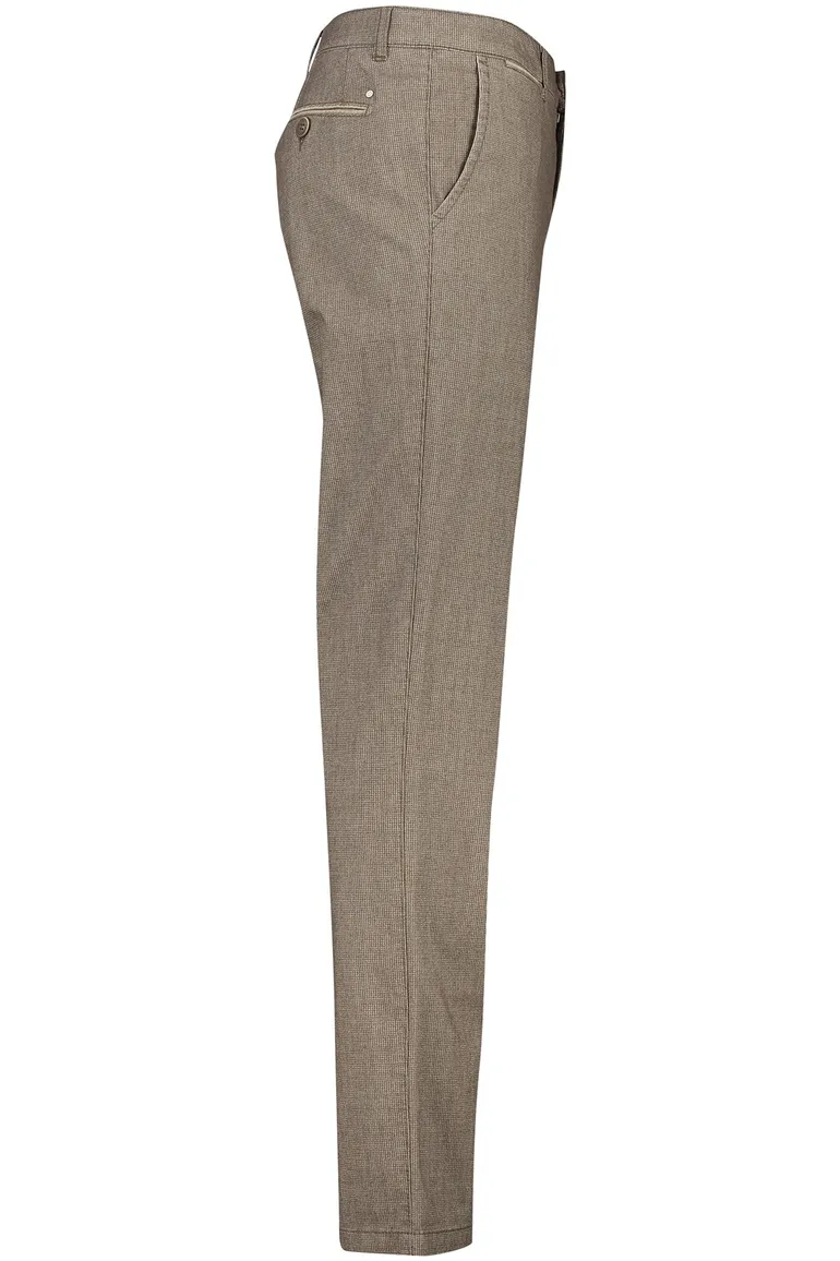 katoenen broek COM4 bruin geruit katoen, stretch
