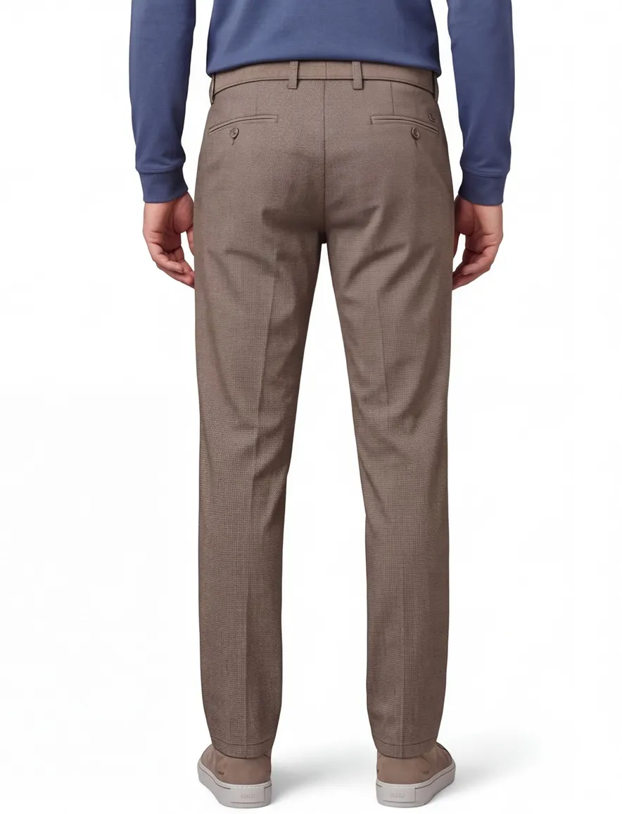 katoenen broek COM4 bruin geruit katoen, stretch