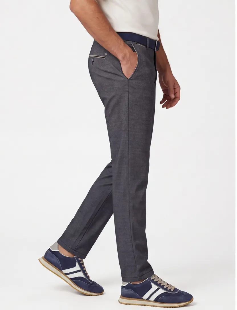 COM4 katoenen broek grijs geruit normale fit