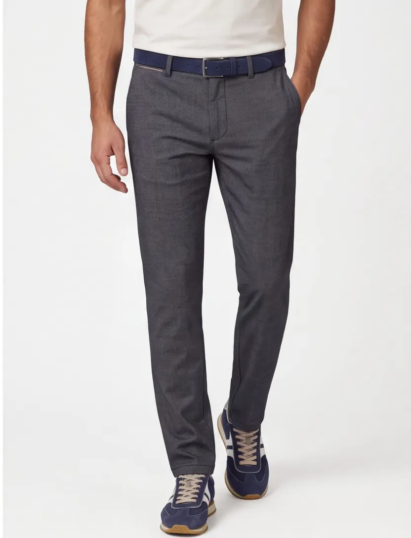COM4 katoenen broek grijs geruit normale fit