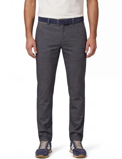 COM4 COM4 katoenen broek grijs geruit normale fit