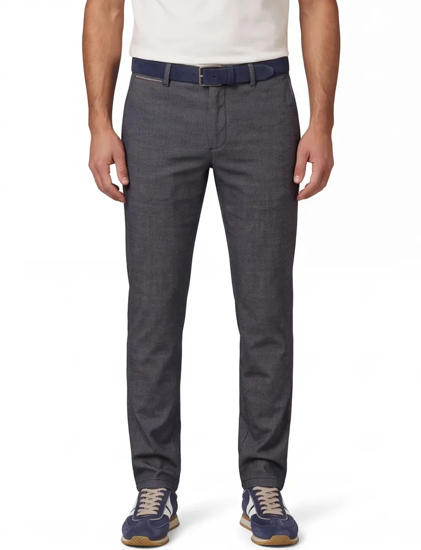 COM4 katoenen broek grijs geruit normale fit
