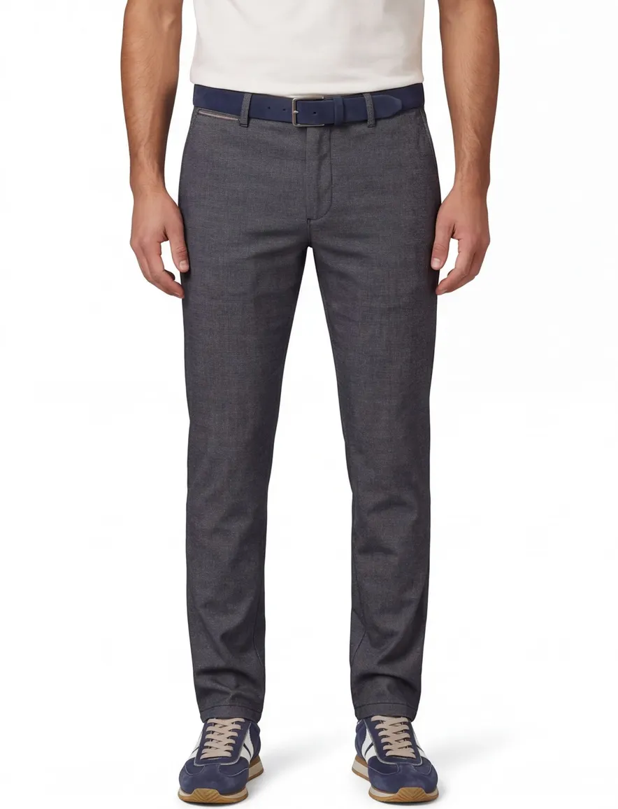 katoenen COM4 broek grijs geruit normale fit