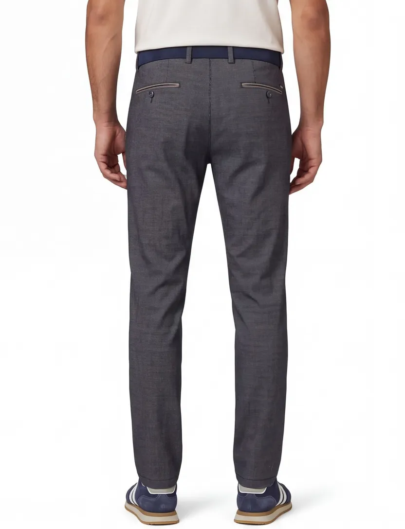COM4 katoenen broek grijs geruit normale fit