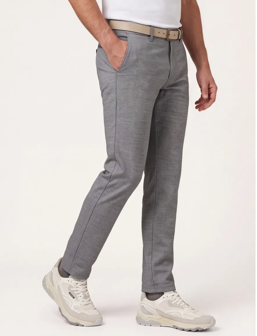 COM4 katoenen broek gemeleerd grijs normale fit