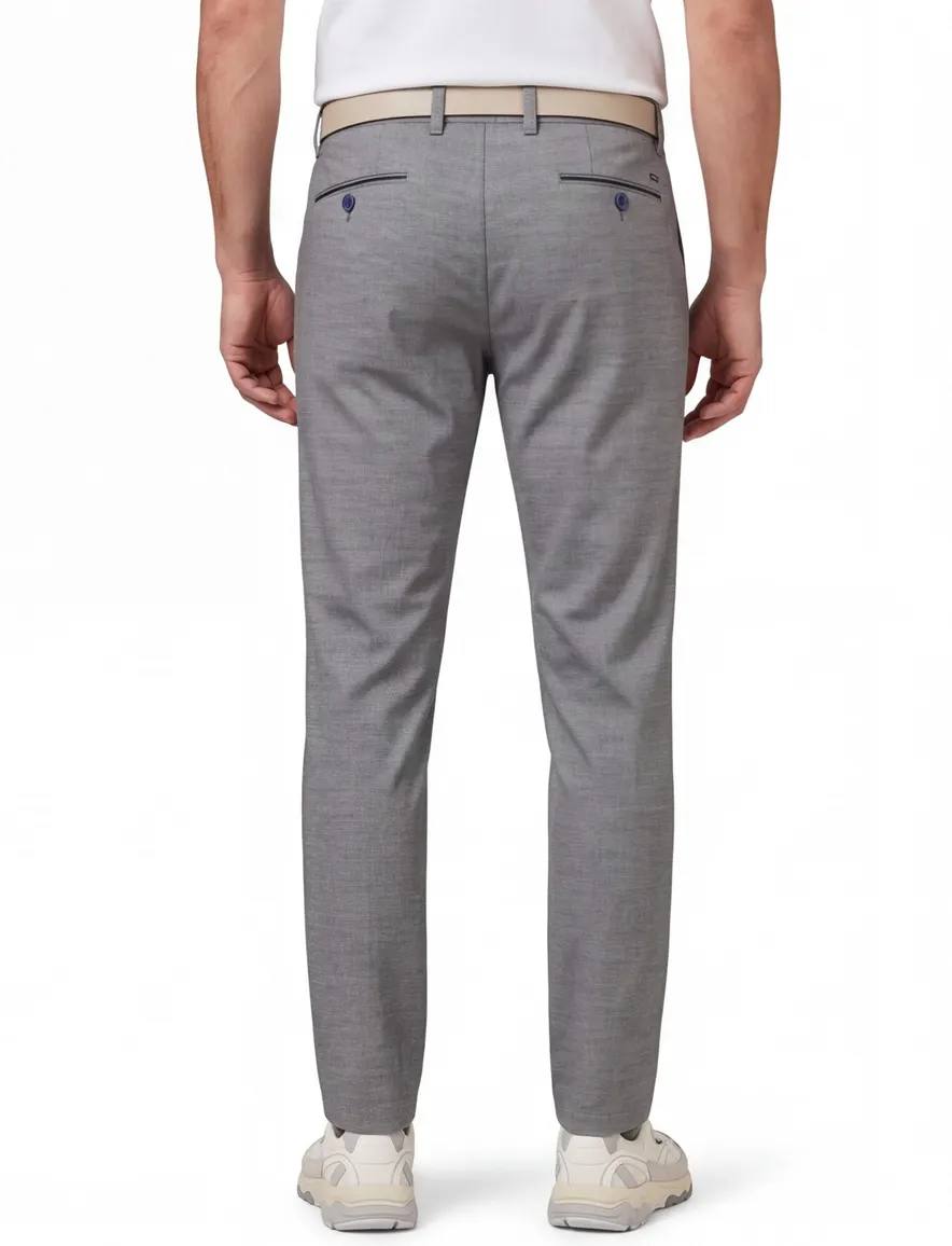COM4 katoenen broek gemeleerd grijs normale fit