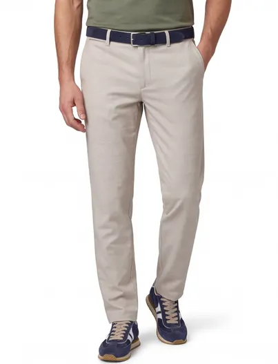 COM4 COM4 katoenen broek gemeleerd beige normale fit