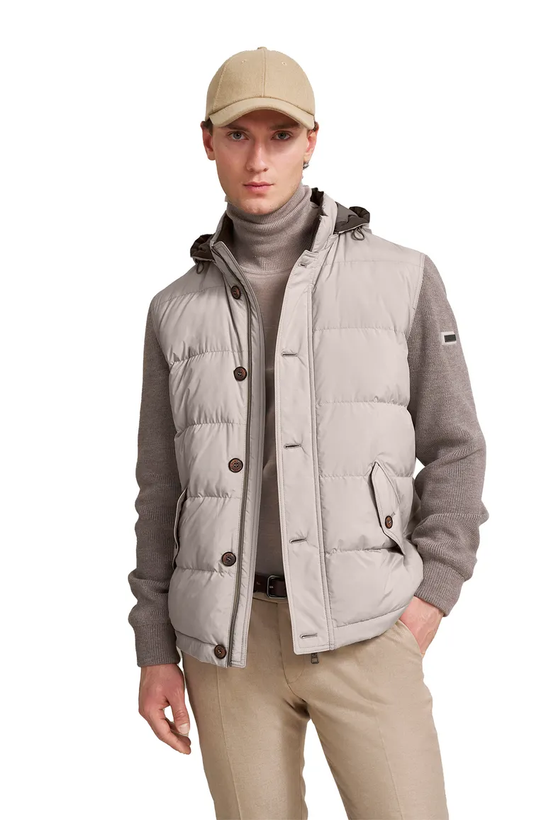 Bugatti tussenjas beige met knoop + rits