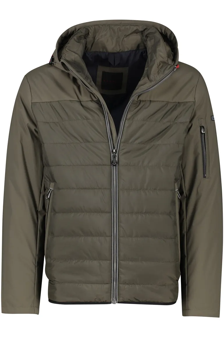 Bugatti winterjas groen Flexcity effen rits normale fit