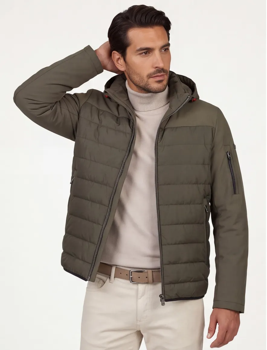 winterjas Bugatti Flexcity groen normale fit polyester effen rits