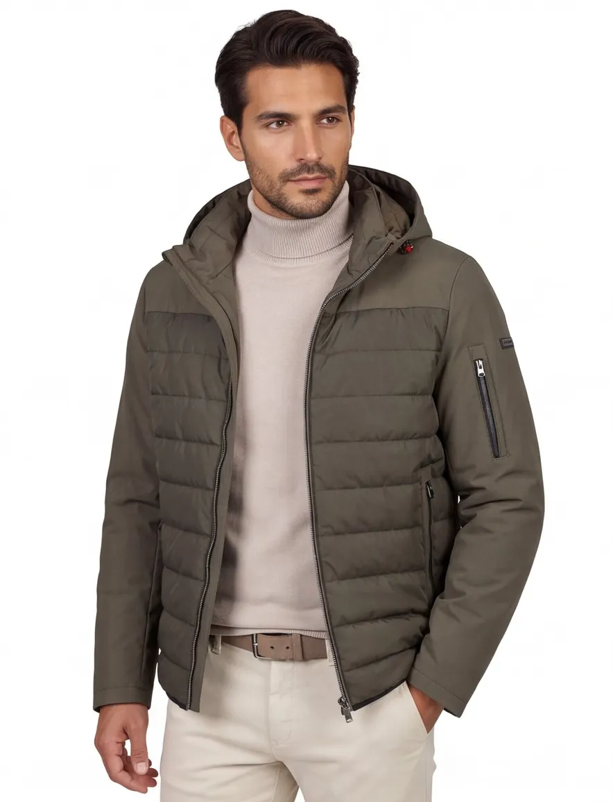 winterjas Bugatti Flexcity groen normale fit polyester effen rits