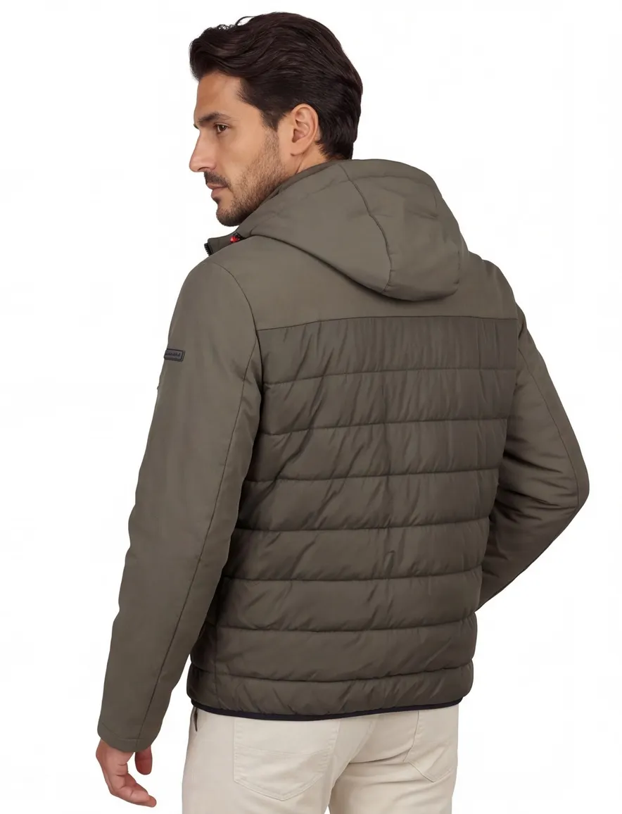 winterjas Bugatti Flexcity groen normale fit polyester effen rits