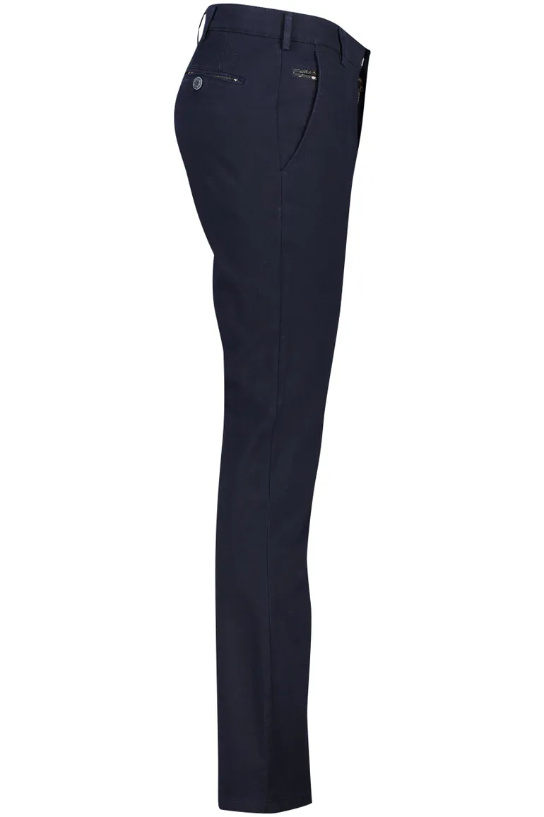 Meyer Bonn pantalon katoen effen donkerblauw normale fit