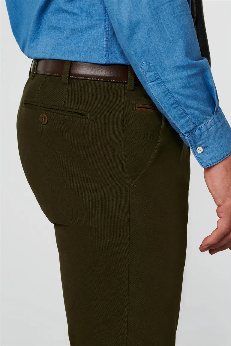 katoenen broek Meyer groen effen katoen Bonn