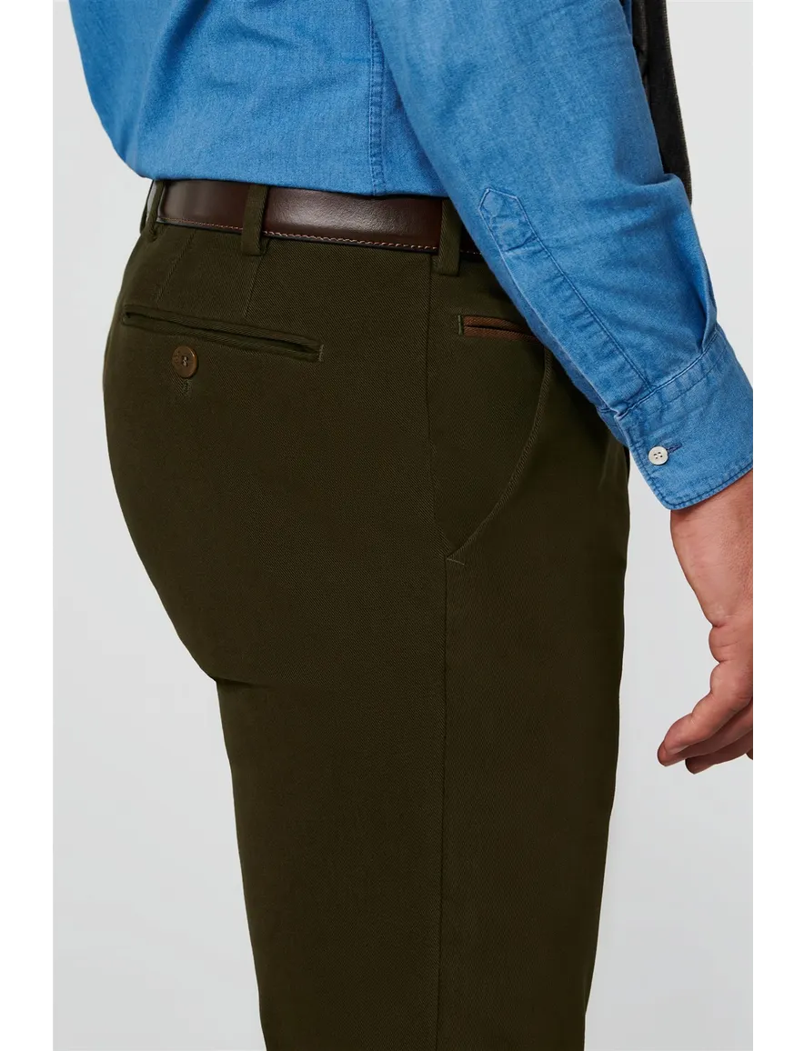 katoenen broek Meyer groen effen katoen Bonn