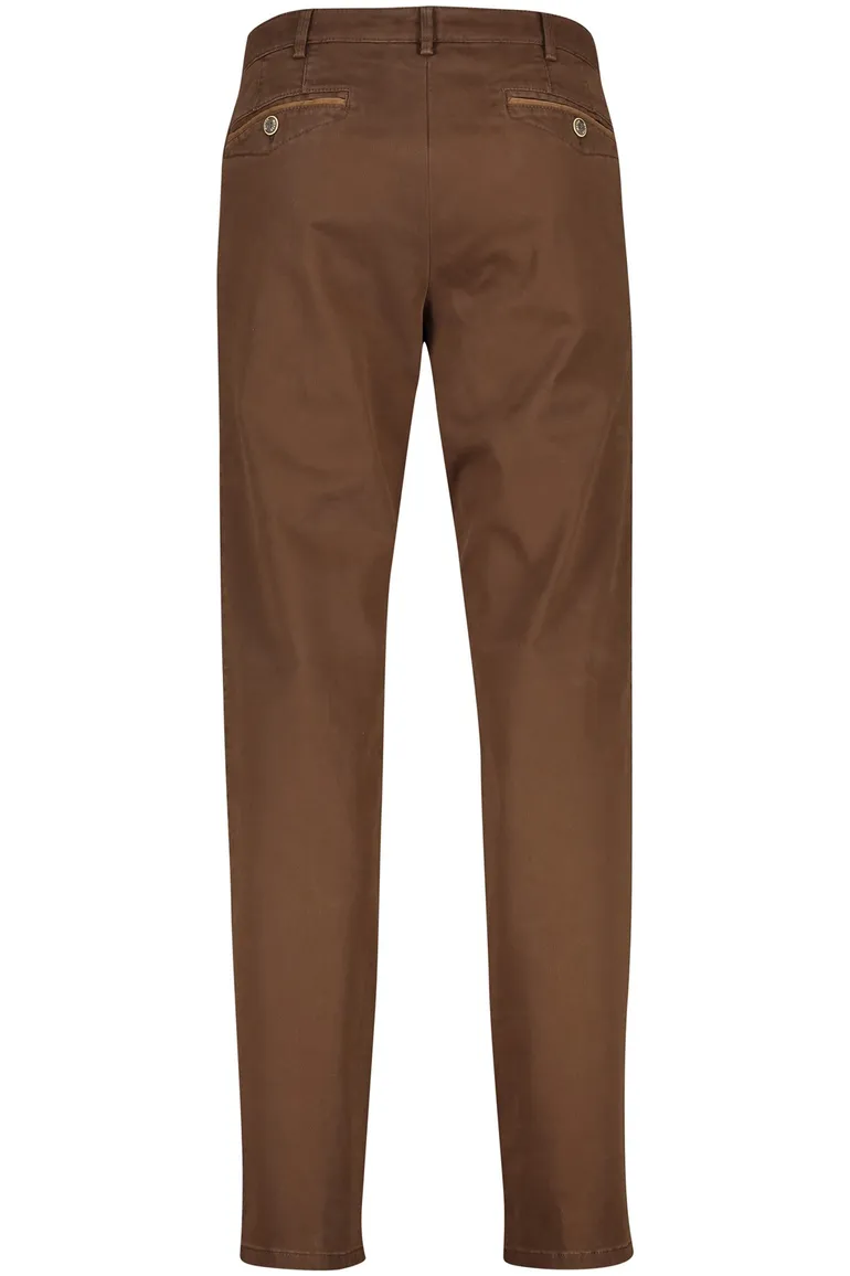 katoenen broek Meyer bruin effen katoen, stretch Chicago