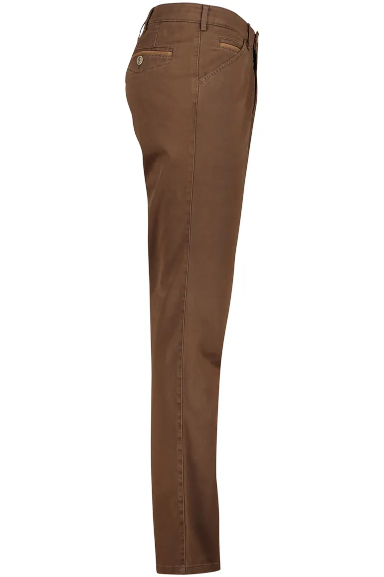 katoenen broek Meyer bruin effen katoen, stretch Chicago