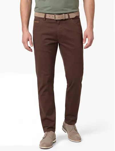 Meyer Meyer katoenen broek bruin effen Chicago normale fit