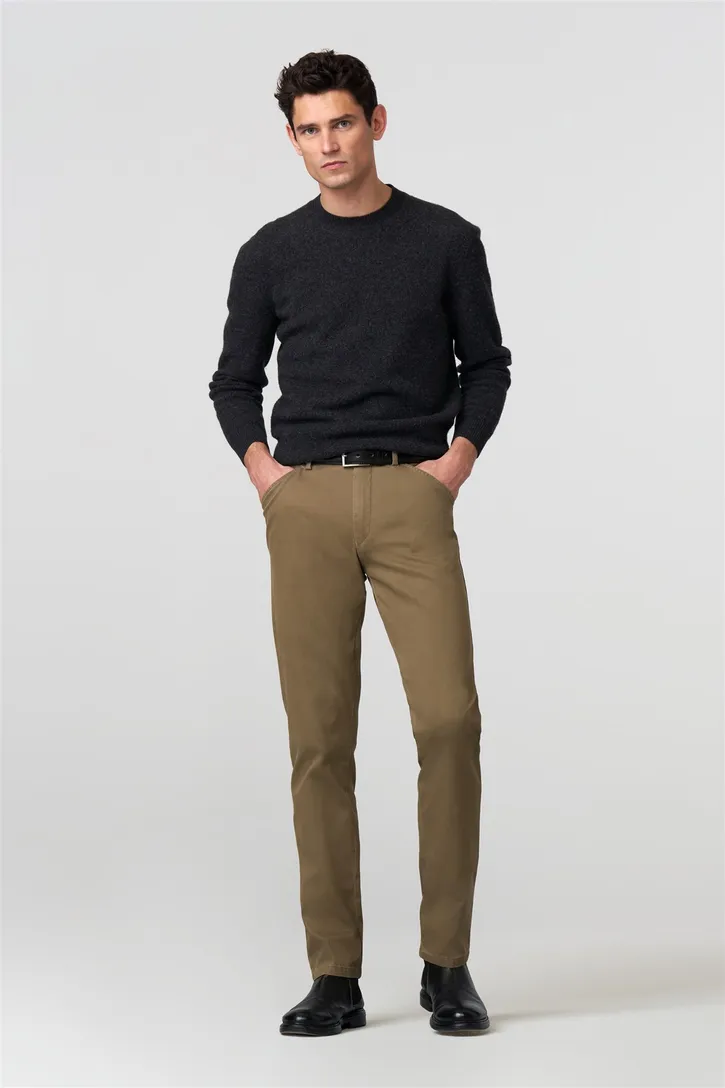 Meyer katoenen broek Chicago Perfect Fit effen beige