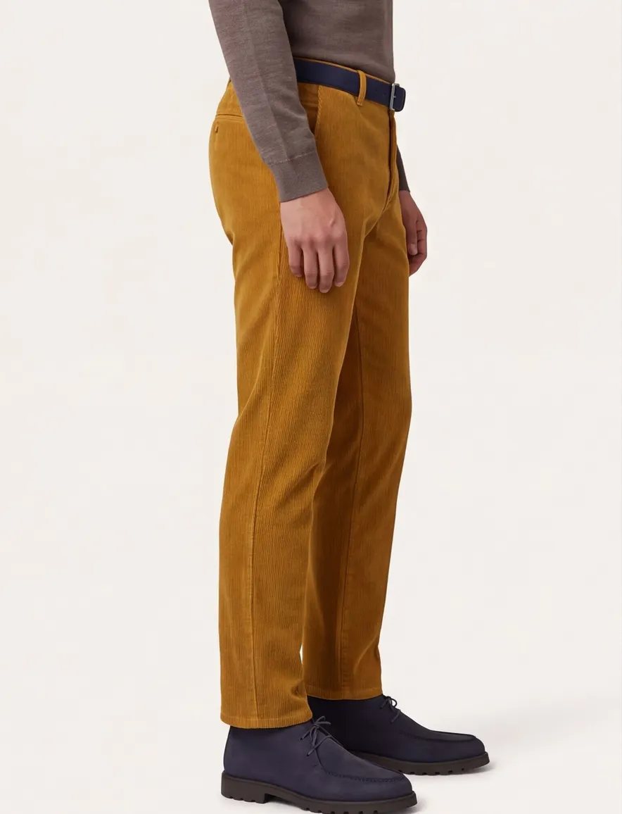 corduroy broek Meyer camel effen katoen, stretch Bonn