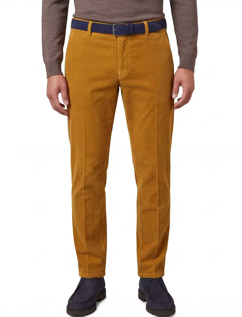 katoenen Meyer rib broek effen camel Bonn